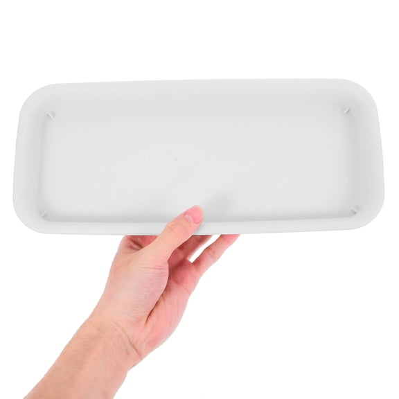 NICEXMAS 2Pack Rectangular Water Tray for Plant Pots White Resin Indoor and Outdoor