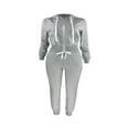 thumbnail image 4 of Women Hooded Tops Trousers Pocket Drawstring Elastic Waist Set, 4 of 7
