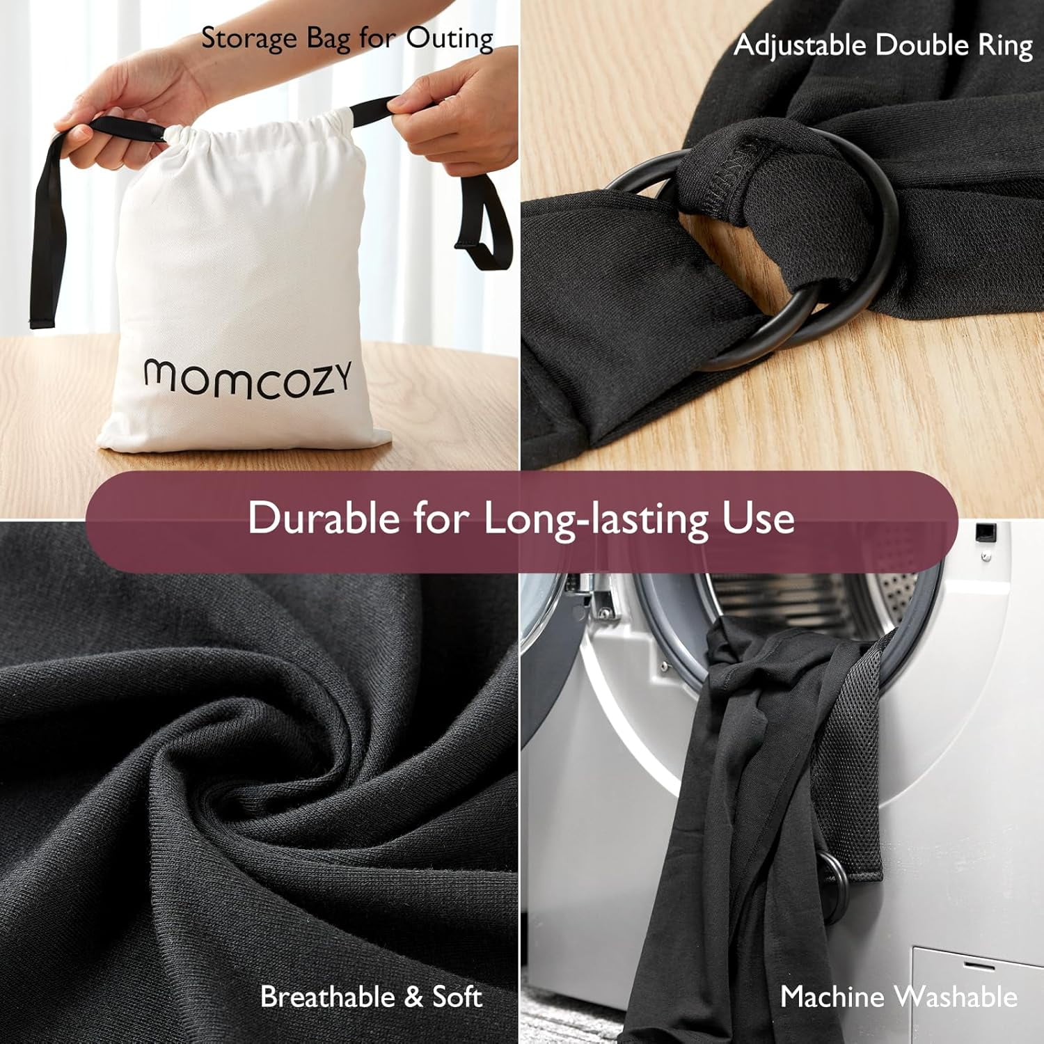 Momcozy Baby Wrap Carrier, Easy to Wear Infant Carrier Slings, Lightweight Adjustable Hands Free Baby Sling, for Newborn to Toddler 8-35 lbs