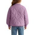 thumbnail image 7 of Spazoro Girls Quilted Bomber Jacket with Side Pockets, Stand Collar Warm Long Sleeve Snap Button Casual Padded Outerwear Coat Purple Size 5-6, 7 of 7