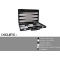 thumbnail image 2 of Backgammon Hanylish de Cuero Sintético con Estuche, Set Completo, Negro, 2 of 4