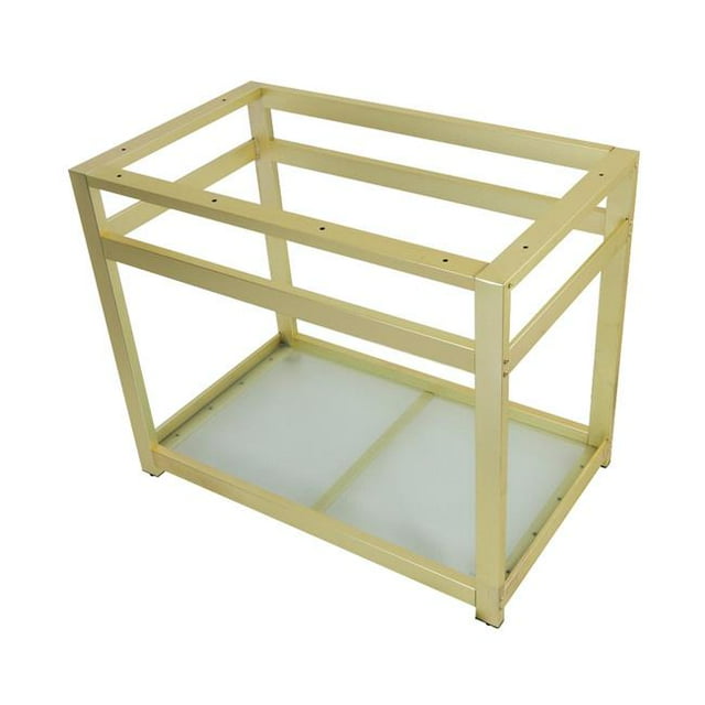 Base de Console en Acier 37 x 22 Po avec Étagère en Verre, Laiton Brossé