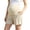 Beige, variant on Womens Maternity Bermuda Shorts Side Slip Pockets Adjustable Button Full Panel High Waist Lightweight Wrinkle Resistant Loose Knee Length Pregnancy Casual Bottoms