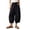 Black #024, variant on Linen Barrel Pants Women Plus Size Wide Leg Gauze Ruffle Trouser Casual Summer Baggy Boho Beach Vacation Pants, L