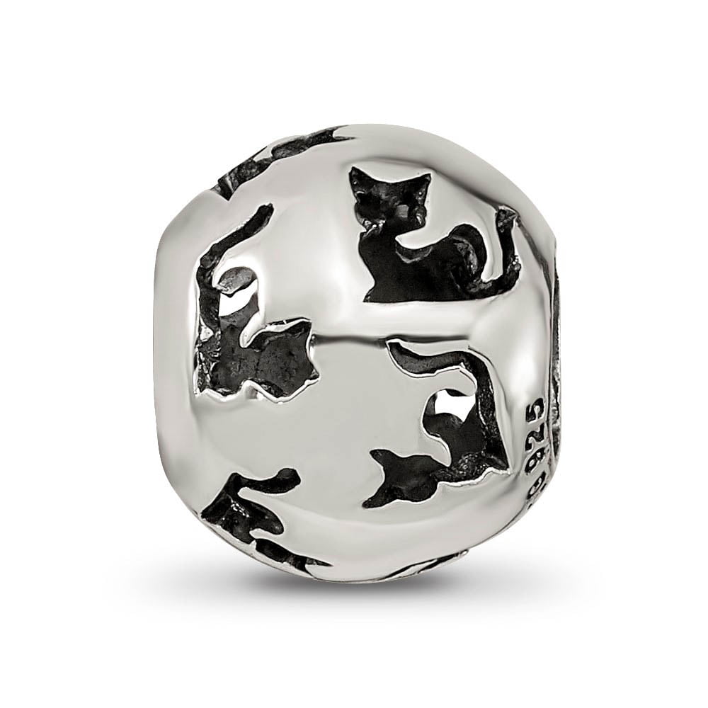Sterling Silver Reflections Cutout Cat Bead