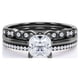 thumbnail image 1 of JeenMata Juego de Anillos de Boda Estilo Princesa de 2 Quilates - Juego de Novia - Juego de Trío de Boda - Anillo de Compromiso - Anillo Art Déco - Anillo de Promesa - Plata Esterlina, 1 of 6