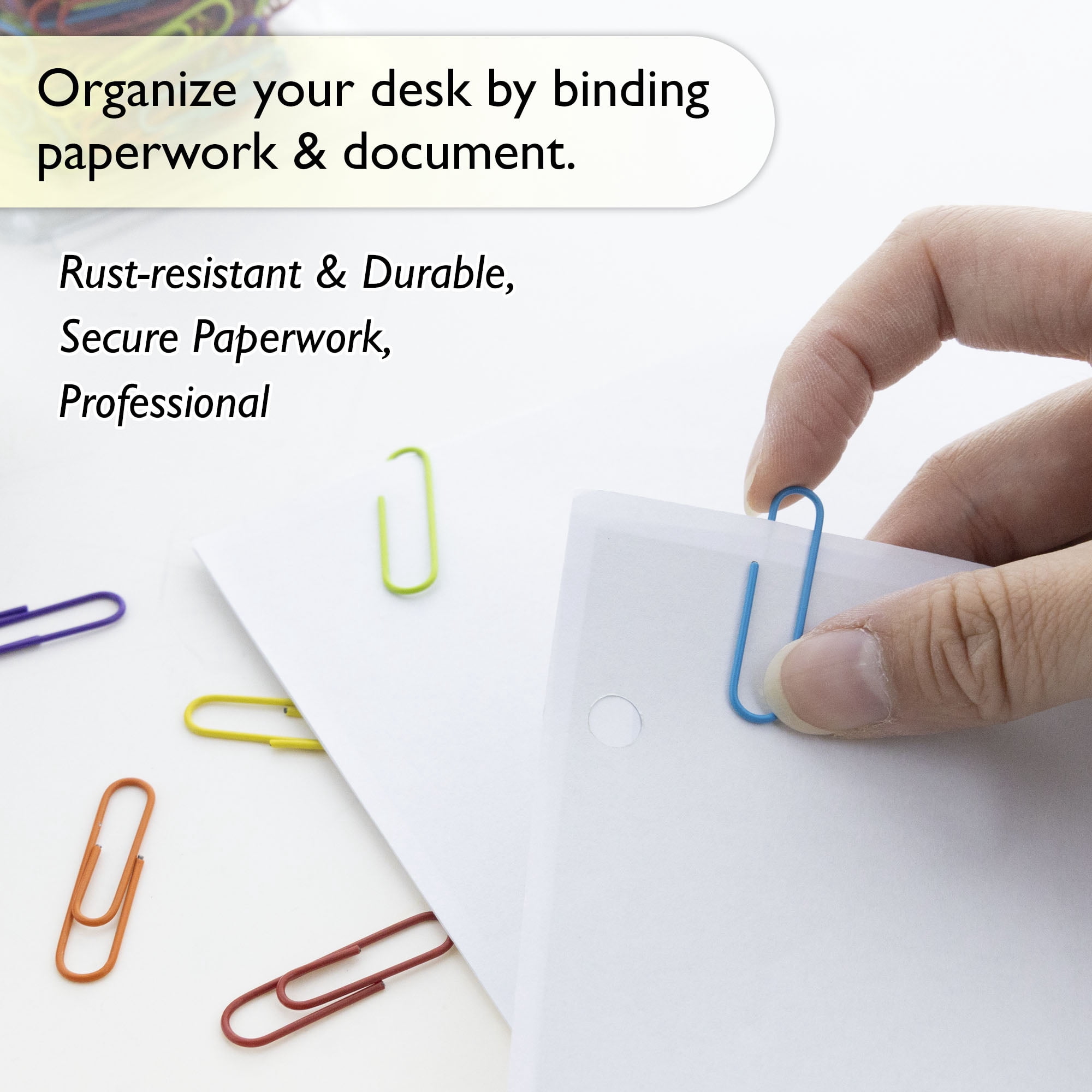 BAZIC Paper Clips Regular 33mm, Small Color Paper Clip (200/Pack), 24-Packs