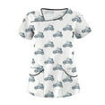 thumbnail image 3 of Healing Hands Scrub Top，Scrubs for Women Trendy Easter Printing Plus Size Scrubs Tops Casual V Neck Short Sleeve Uniform with Pocket，White，XL, 3 of 5
