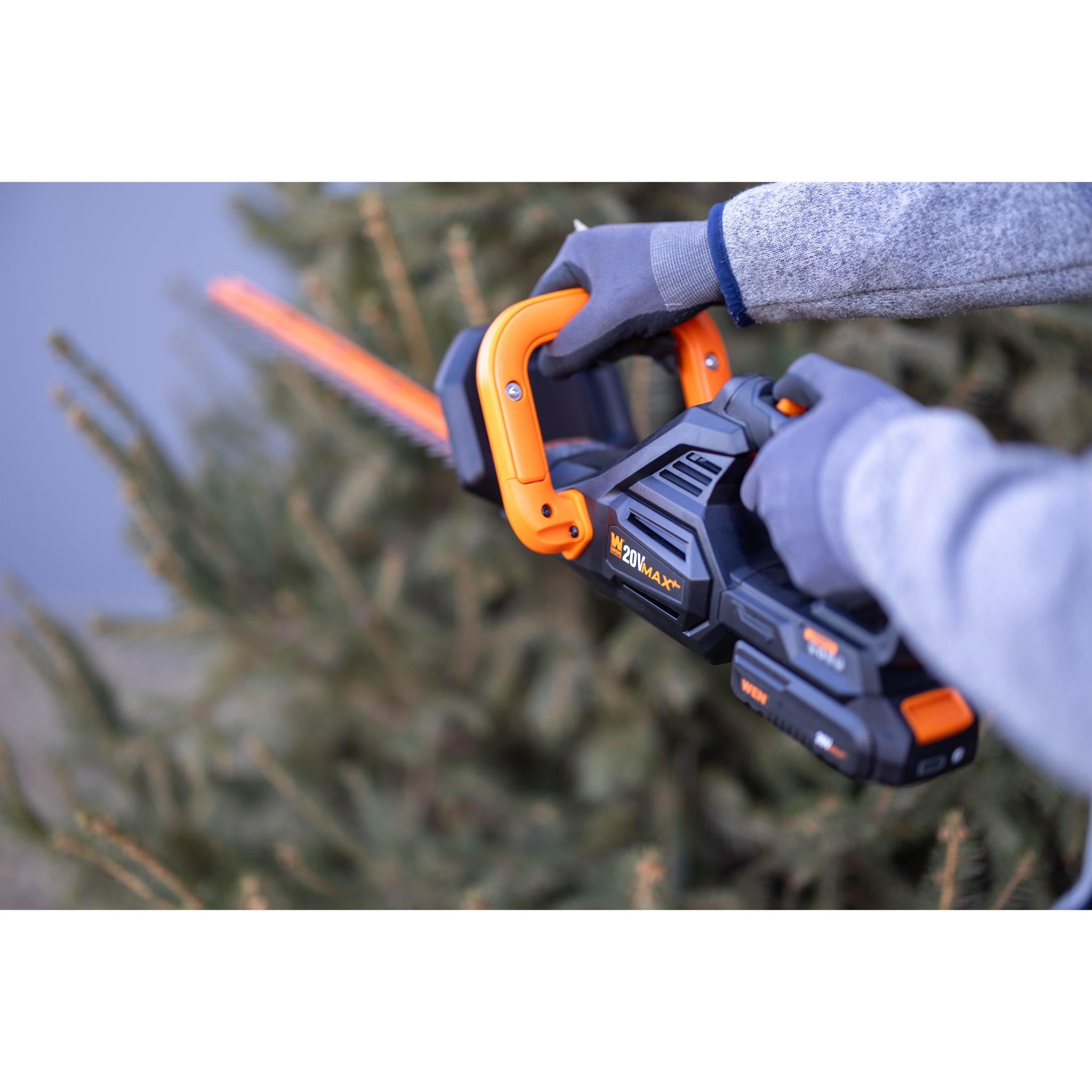 WEN 20V Max Cordless Hedge Trimmer, String Trimmer and Leaf Blower Combo Kit with 4Ah Battery and charger (20VK3HTB)