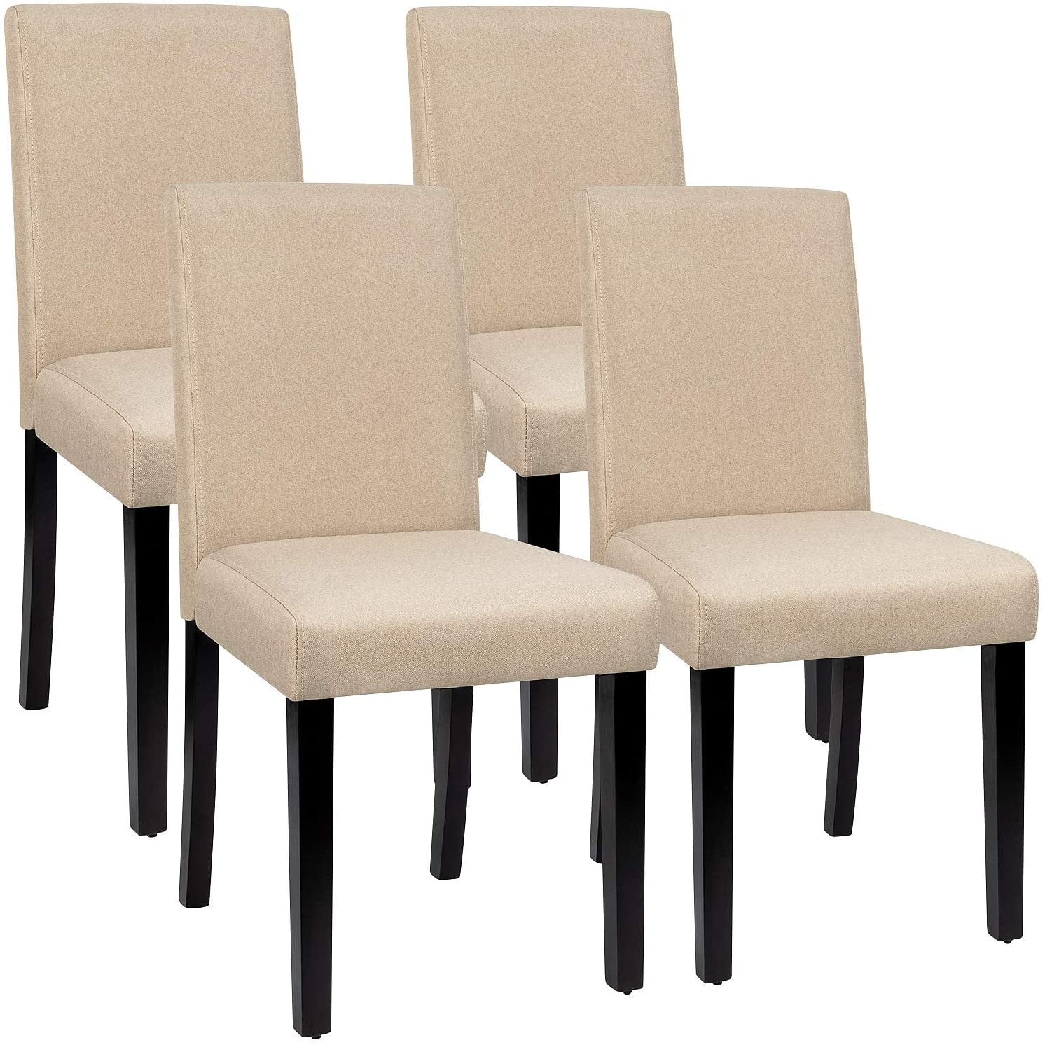 Vineego Set Of 4 Fabric Dining Chairs, Solid Wood Dining Chairs Set Of 4