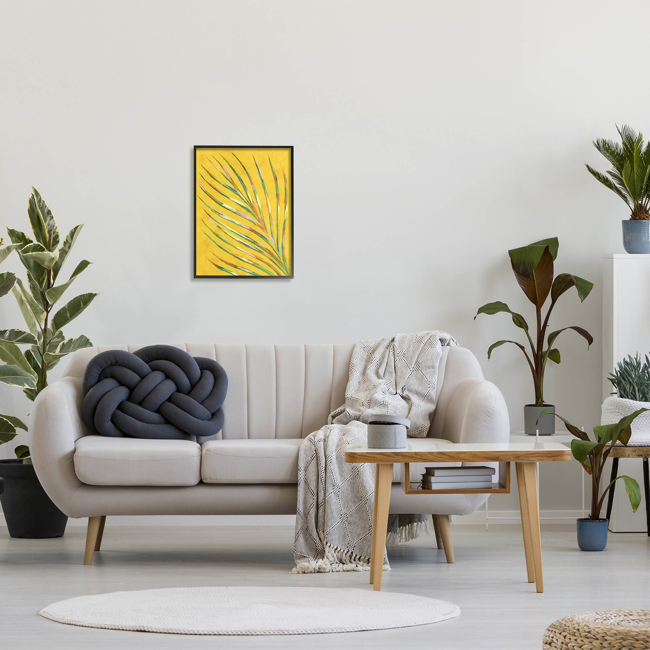 Bold Yellow Palm Leaf Petals Botanical & Floral Graphic Art Black Framed Art Print Wall Art