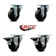 thumbnail image 2 of 3 Inch Phenolic Wheel Swivel Top Plate Caster Set with 2 Posi Brakes SCC, 2 of 2
