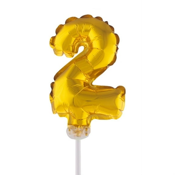 Balloon-Foil-Cake Topper-Number 2-5"-Gold