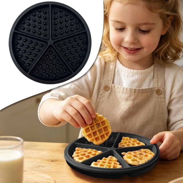 Yuehao Moule Gaufrier en Silicone Plateau de Cuisson Rond, Moule à Gâteau Antiadhésif Réutilisable pour Four, Noir