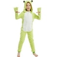 thumbnail image 4 of SWEETXIN Kids Frog One-Piece Pajamas Halloween Snug Plush Costume Sleepwear Christmas Gifts for Girls Boys 10Years, 4 of 7