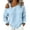 01# Light Blue, variant on Women's Cotton Tops Ihhxva Loose Fit off Shoulder Blouse with Adjustable Waist Buckle Top Casual Summer Boho Chic Flowy A-Line Yarn Dyed Blouson S-2XL
