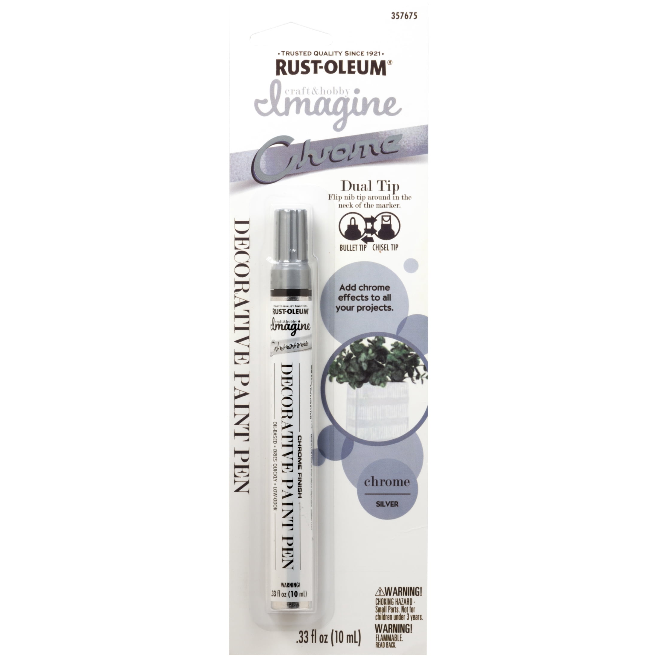 6 Pack, Silver , Rust-Oleum Craft & Hobby Imagine Chrome Paint Pen- 357675, Markers