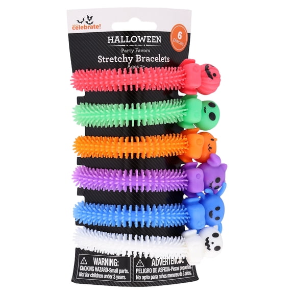 Stretchy Bracelets Party Favors, Multicolor, 6 Count, Halloween by Way To Celebrate