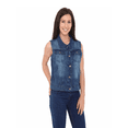 thumbnail image 1 of Women's Buttoned Denim Washed Vest W Flap Pockets, 1 of 2