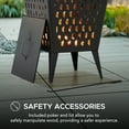 thumbnail image 4 of Sunjoy 18" Heavy Duty Steel Wood Burning Fire Pit, Outdoor Square Firepit with Spark Screen Lid and Poker for Patio Backyard, 4 of 7