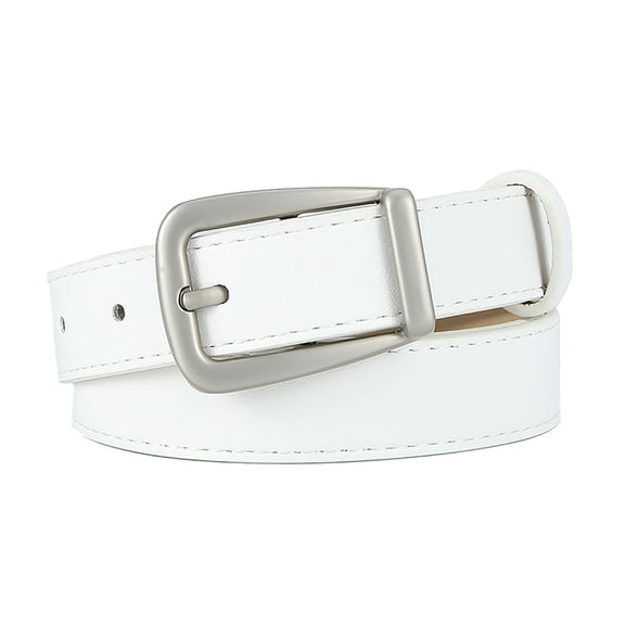 Gkeoshab Womens Belts Women Casual Leather Belt for Jeans Pants, Fashion Ladies Waist Dress Belt PU White One Size