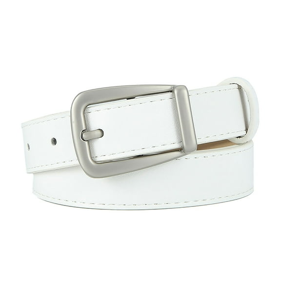 Plain Buckle Belt Solid Color Women Belt With Pin Buckle Adjustable Length Faux Leather Waistband For Jeans Pants Coffee Belt mens belt White