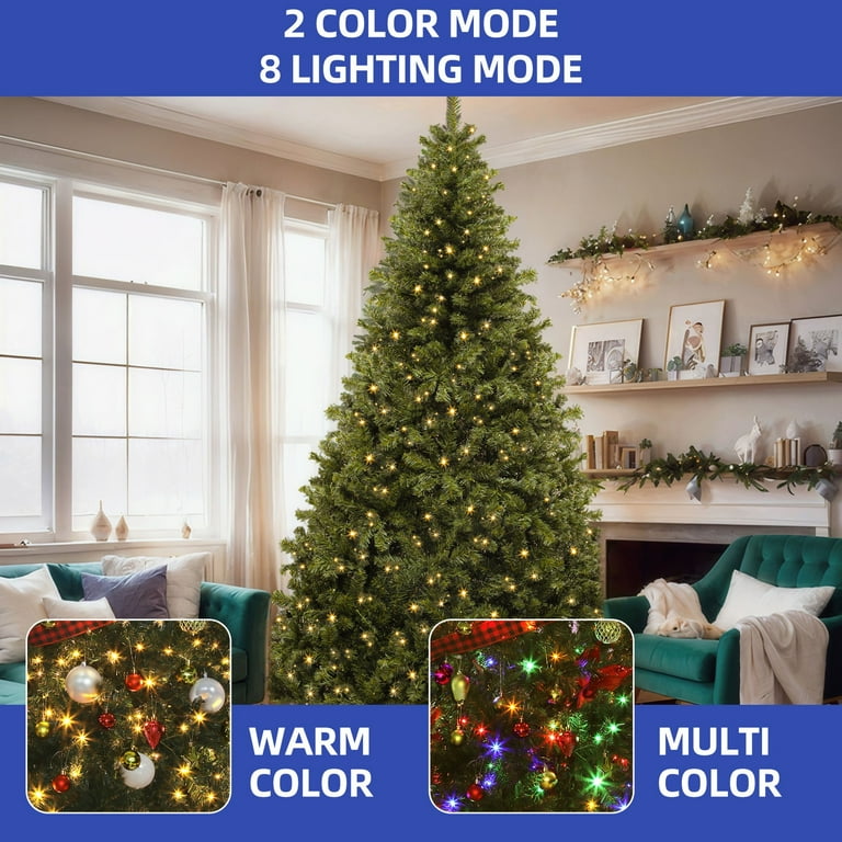 LYYHTY 7.5 ft Prelit Christmas Tree with 550 LED 2 Color 11 Light Mode Remote & Stand