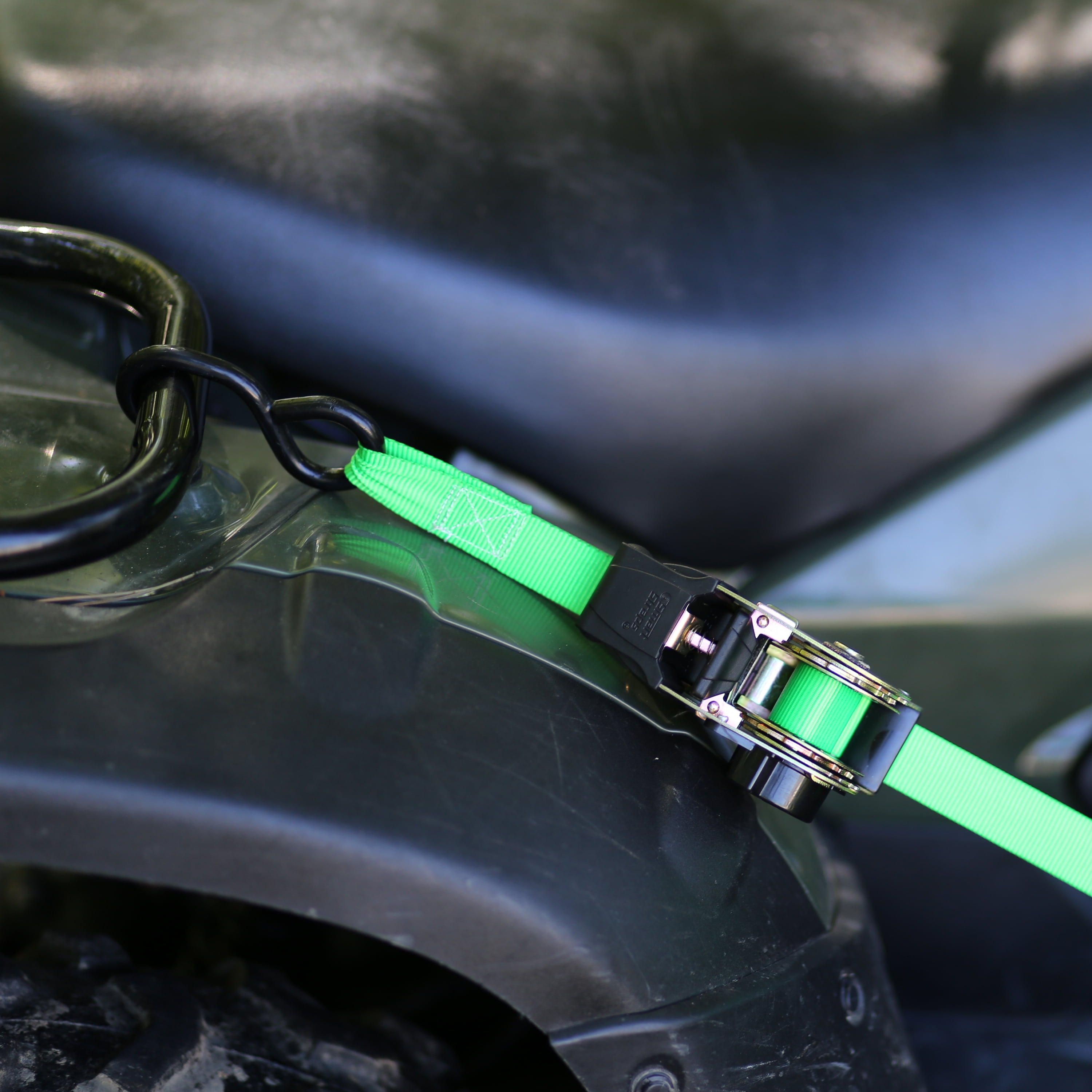 SmartStraps Retractable Ratchet Tie Down Straps, 1" x 6 ft, 500 lb Safe Work Load, 1,500 lb Break Strength, Green, 4-Pack