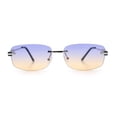 thumbnail image 3 of Rimless Rounded Rectangle Hustler Fashion Metal Frame Sunglasses Silver - Purple Orange, 3 of 7