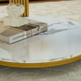 thumbnail image 6 of Round Coffee Table, Modern Round Faux Marbling Table with Sturdy Metal Legs, Rustic Circle Sofa Table for Living Room, Small Spaces, Home Furniture, 6 of 7