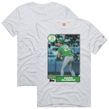 Men s Homage Mark McGwire Ash Oakland Athletics Topps Baseball Card Tri-Blend T-Shirt