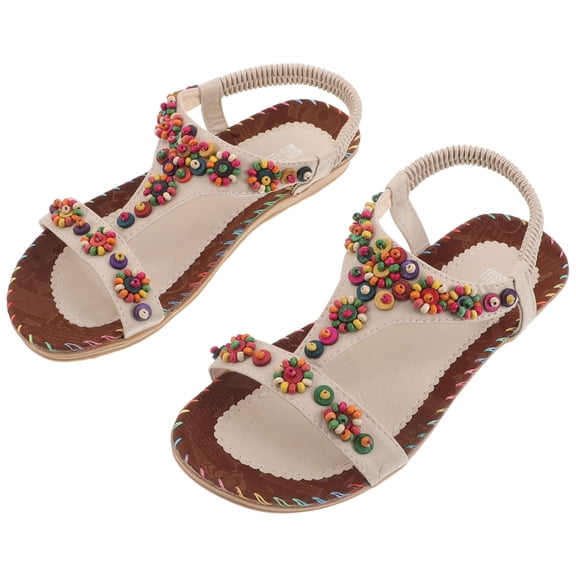 TABLZONE Women's Flat Boho Sandals with Ankle Strap, Comfortable Walking Shoes for Casual Wear, 1 Pair