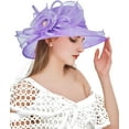 thumbnail image 3 of Organza Fascinator Hat - Women's Wide Brim Church Bridal Tea Party Wedding Hat, 3 of 4
