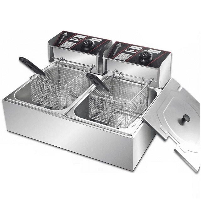 Freidora De Aceite Eléctrica Automática 12l Gran Capacidad PLATA