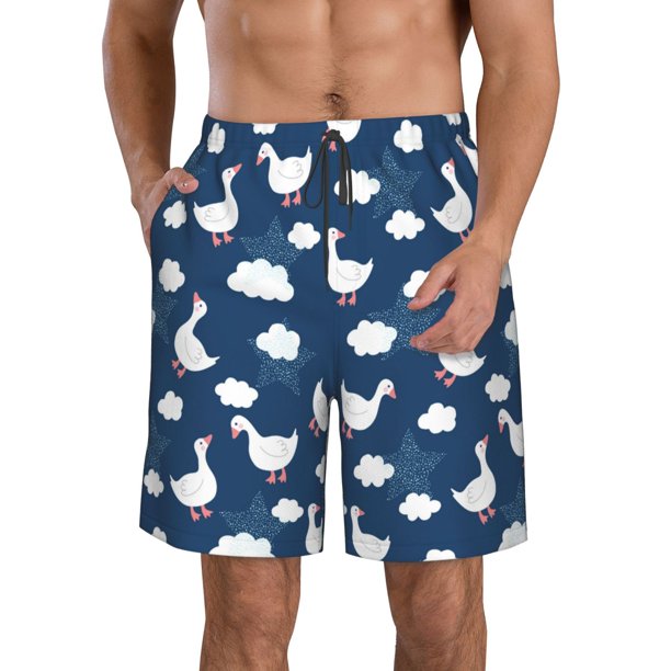 Fotbe Cute Goose On Blue Sky Trajes de Baño Estampados para Hombre, Shorts de Verano de Secado Rápido, Ropa de Playa, Bañadores-XX-Large