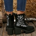 thumbnail image 5 of Xfvqtps Womens Ankle Boots Embroidered Western Fashion Chunky Heel Booties with Side Zipper Boho Casual Lace up Mid Heel Boots for Women Black, 5 of 9
