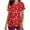 Red, variant on Joau Christmas Scrubs for Women, Santa Snowman Reindeer Print Scrubs Tops Workwear Short Sleeve V Neck Nurse Shirt Working Uniforms Medical Scrubs with Pockets