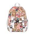 thumbnail image 3 of Dogs with Flowers Backpack for School,Cute School Bag,Schoolbag with Adjustable Shoulder Straps & Padded Back,15"x11.42"x5.5", 3 of 6