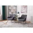 thumbnail image 2 of LUCKHAO  Accent Chair Set of 2,Modern Mid Century Velvet Sherpa Armchair,Comfy Arm Chair for Living Room Bedroom Office Waiting Room,Barrel Chairs, 2 of 7