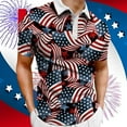 thumbnail image 2 of TOWED22 Men's American Flag Polo Shirt USA Flag T-Shirt Shirts Patriotic 4th of July Tees button up Top Golf Tee(Dark Blue,XL), 2 of 3