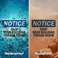 thumbnail image 5 of (2 Pack) FACP In Rear Building Trash Room OSHA Notice Sign 10 Inch X 7 Inch Vinyl Label Decal Sticker Weather Resistant, UV Protected for Workplace, Business, and Construction Site,, 5 of 7