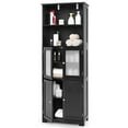 thumbnail image 1 of Gymax Bathroom Tall Storage Cabinet Linen Tower w/ Glass Door & Adjustable Shelf Black, 1 of 10