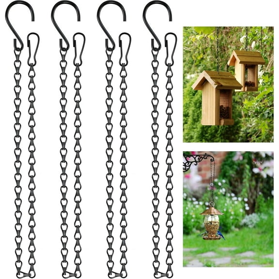 26 Inch Hanging Basket Chain with Hooks 4 Pack Black Hanging Chain for Hanging Bird Feeders, Billboards, Chalkboards, Basket, Planters, Lanterns, Wind Chimes and Decor