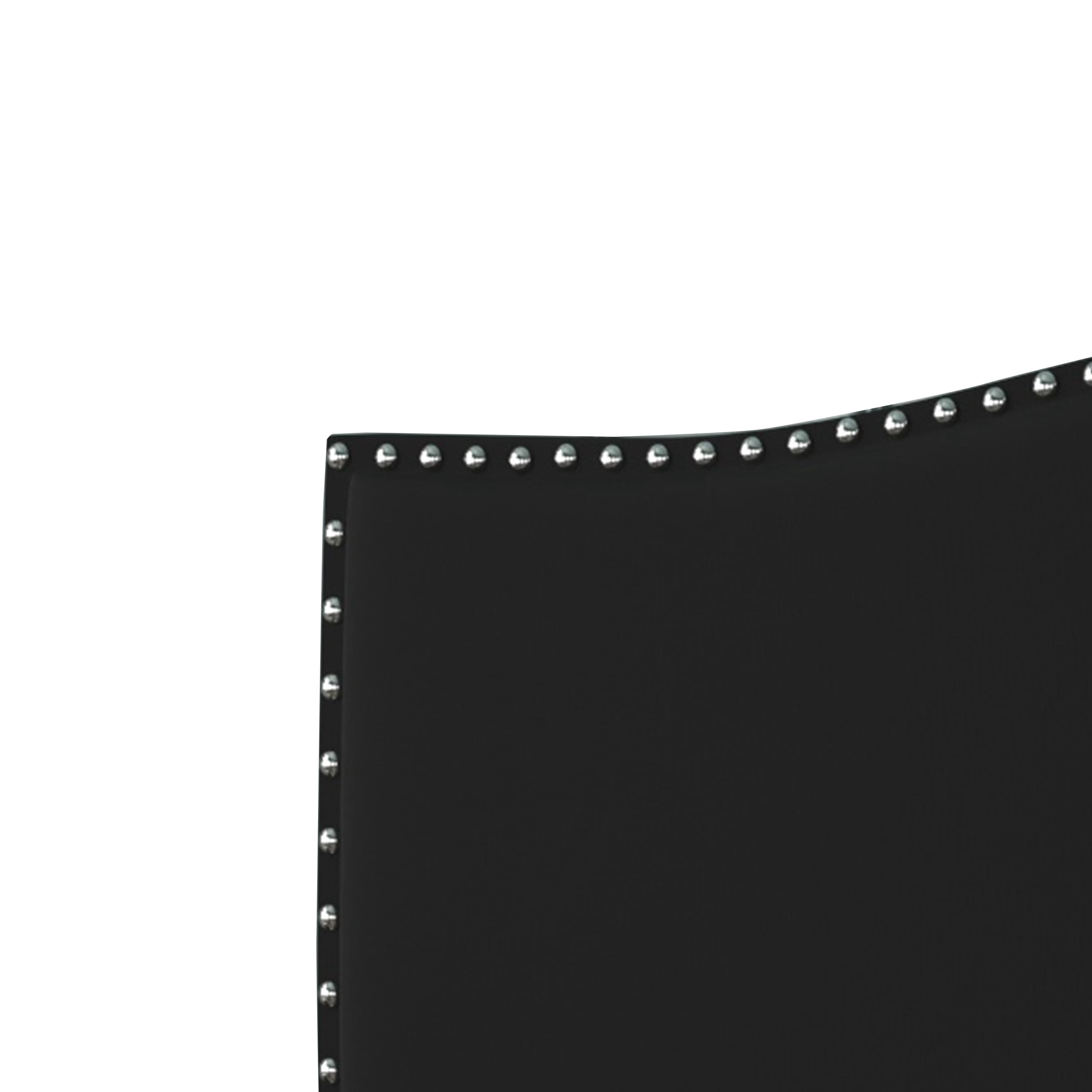 Home Design Manuel King Upholstered Platform Bed Frame with Nailhead Trim and Foam-Filled Headboard, Black, Easy assembly