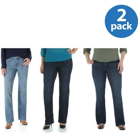 The Riders By Lee Women;s Slender Stretch Straight Leg Jeans Available in Regular, Petite, and Long Lengths 2pk Value Bundle