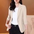 thumbnail image 2 of Veste de Complet Décontractée pour Femmes avec Col à Revers et devant Boutonné, Mélange Léger Polyester-Spandex, Longueur Régulière, Noir, P, 2 of 9