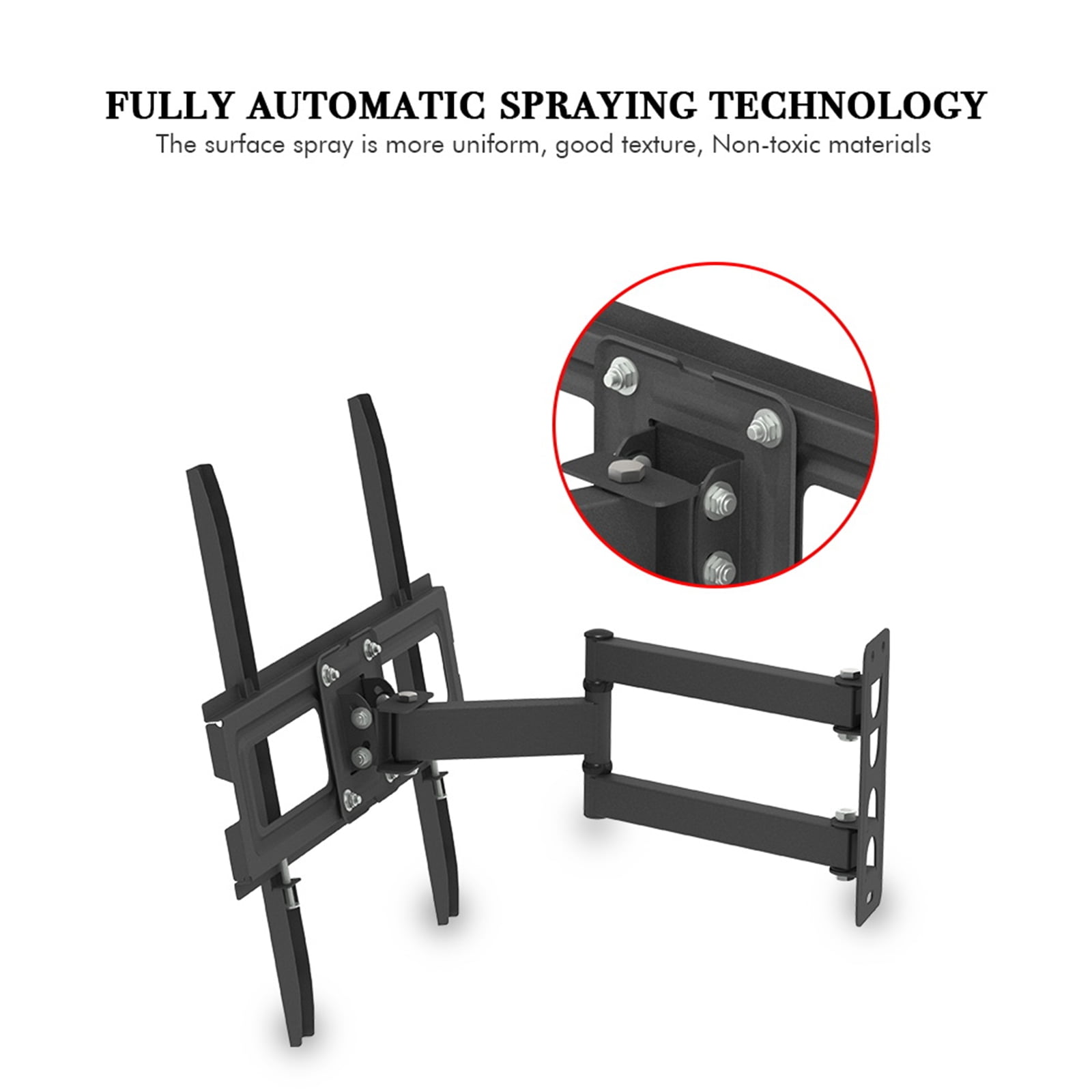 Single Arm TV Wall Mount for 32 to 65 Inch TVs Low Profile Small Base Full Motion Articulating Bracket Tilt Swivel Extend Max Load 77 lbs for Living Room Bedroom Gaming Setup Space Saving