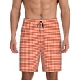 thumbnail image 3 of Lsque Orange Gingham Mens Sleep Pajama Shorts,Short Pajama Pants, Cotton Ultra-Soft Knit-Small, 3 of 9