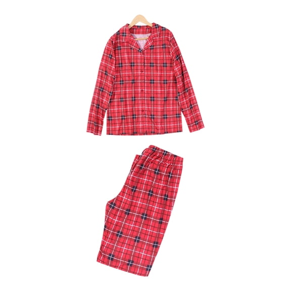 LYEAA Christmas Family Pajamas Matching Sets Plaid Print Long Sleeve Shirt and Pant 2 Piece Holiday Sleepwear Clothes Set