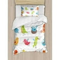 thumbnail image 3 of Animal Queen Size Duvet Cover Set, Colorful Cute Birds Watercolor Effect Humor Funny Mascots Paint Brush Art Kids Design, Decorative 3 Piece Bedding Set with 2 Pillow Shams, Multi, by Ambesonne, 3 of 3